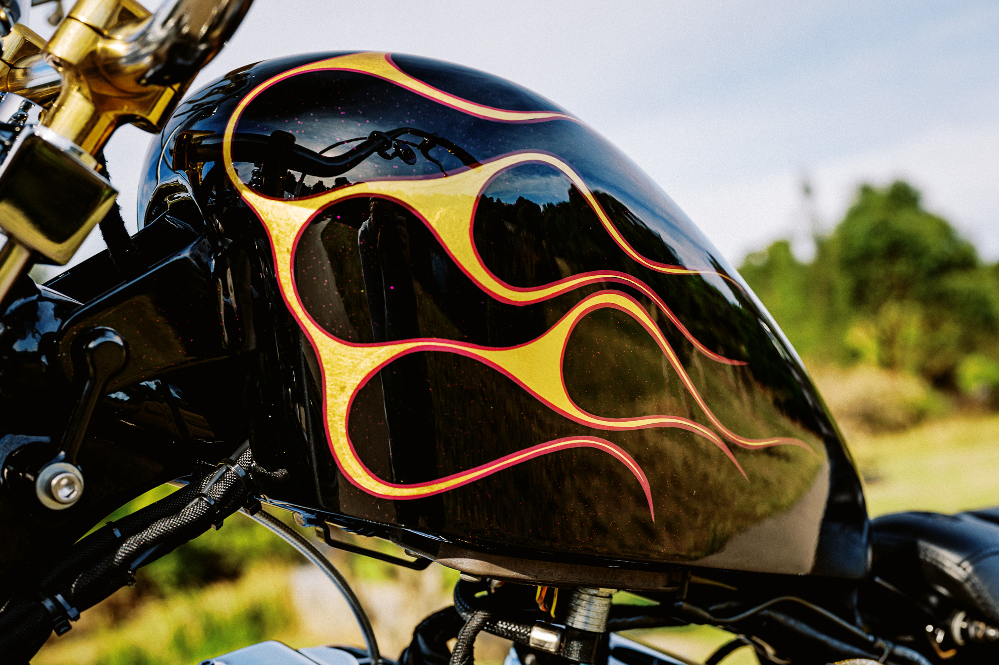 Réservoir de carburant sur le Harley Sportster Chopper 2015 de Zen Motorcycle